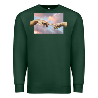 Sports Green creation of adam hands aesthetic t shirt Premium Sweatshirt - InspiraDesign