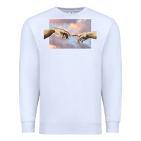 White creation of adam hands aesthetic t shirt Premium Sweatshirt - InspiraDesign