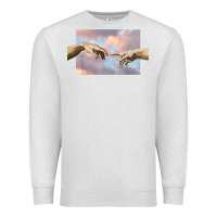 Oatmeal Heather creation of adam hands aesthetic t shirt Premium Sweatshirt - InspiraDesign