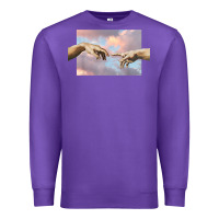 Purple creation of adam hands aesthetic t shirt Premium Sweatshirt - InspiraDesign