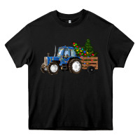 Black Blue Christmas Tractor Heavy Core Tee - RanaPortraitStore