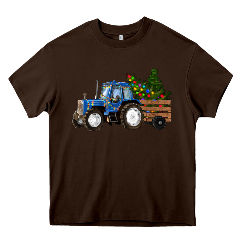 Blue Christmas Tractor Heavy Core Tee by RanaPortraitStore | Teevron