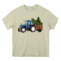 Mossy Blue Christmas Tractor Heavy Core Tee - RanaPortraitStore