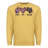 Antique Gold peace love racing Premium Sweatshirt - JahusDesignShop