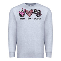 Heather Grey peace love racing Premium Sweatshirt - JahusDesignShop