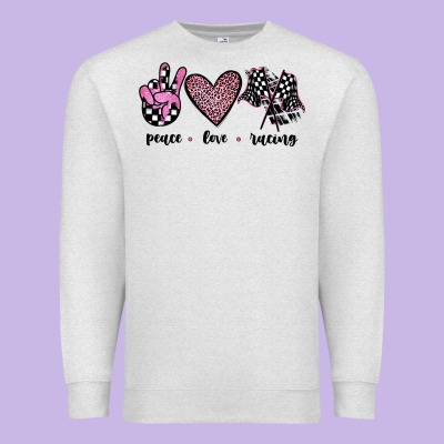 Peace Love Racing Premium Sweatshirt Designed By Jahusdesignshop