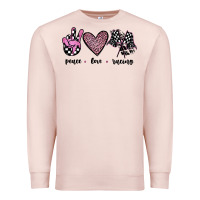 Pale Pink peace love racing Premium Sweatshirt - JahusDesignShop