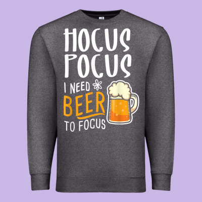 Hocus Pocus I Need Beer To Focus Funny Halloween Witch 1 Premium Sweatshirt Designed By Inspiradesign