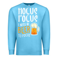 Ocean Blue Hocus Pocus I Need Beer To Focus Funny Halloween Witch 1 Premium Sweatshirt - InspiraDesign