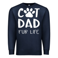 Navy funny cat dad fathers day gift shirt fur life cat tee Premium Sweatshirt - InspiraDesign