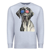 Heather Grey great dane sunglasses american usa flag 4th of july fourth t shirt Premium Sweatshirt - InspiraDesign