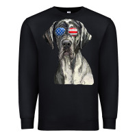 Black great dane sunglasses american usa flag 4th of july fourth t shirt Premium Sweatshirt - InspiraDesign