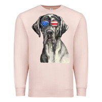 Pale Pink great dane sunglasses american usa flag 4th of july fourth t shirt Premium Sweatshirt - InspiraDesign