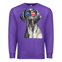 Purple great dane sunglasses american usa flag 4th of july fourth t shirt Premium Sweatshirt - InspiraDesign