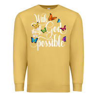 Antique Gold With God All Things Are Possible  Religious Butterfly Art Premium Sweatshirt - InspiraDesign