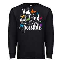 Black With God All Things Are Possible  Religious Butterfly Art Premium Sweatshirt - InspiraDesign