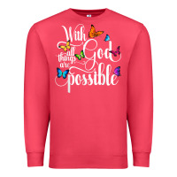 Cardinal With God All Things Are Possible  Religious Butterfly Art Premium Sweatshirt - InspiraDesign