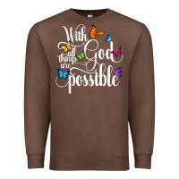 Chestnut With God All Things Are Possible  Religious Butterfly Art Premium Sweatshirt - InspiraDesign