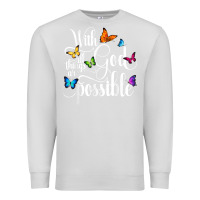 Dove Grey With God All Things Are Possible  Religious Butterfly Art Premium Sweatshirt - InspiraDesign