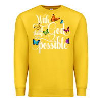 Lemon With God All Things Are Possible  Religious Butterfly Art Premium Sweatshirt - InspiraDesign