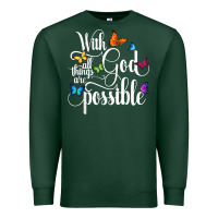 Sports Green With God All Things Are Possible  Religious Butterfly Art Premium Sweatshirt - InspiraDesign