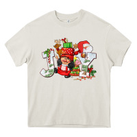 Cream christmas joy girl gnome Heavy Core Tee - CowGirlArtShop
