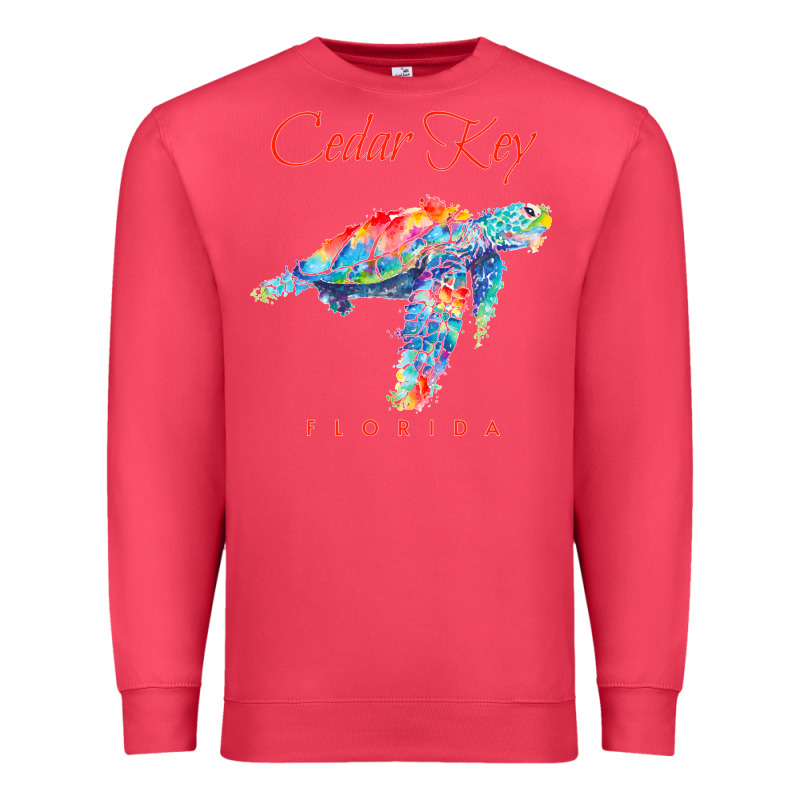 Cedar Key Florida Watercolor Sea Turtle Sweatshirt Premium Sweatshirt by InspiraDesign | Teevron