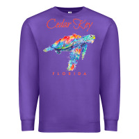 Purple Cedar Key Florida Watercolor Sea Turtle Sweatshirt Premium Sweatshirt - InspiraDesign