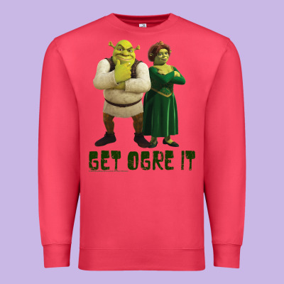 Shrek Fiona & Shrek Get Ogre It Text Poster Premium Sweatshirt Designed By Inspiradesign