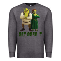 Charcoal Heather Shrek Fiona & Shrek Get Ogre It Text Poster Premium Sweatshirt - InspiraDesign