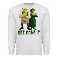 Oatmeal Heather Shrek Fiona & Shrek Get Ogre It Text Poster Premium Sweatshirt - InspiraDesign