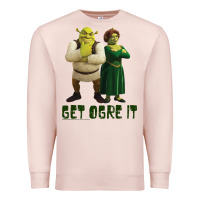 Pale Pink Shrek Fiona & Shrek Get Ogre It Text Poster Premium Sweatshirt - InspiraDesign