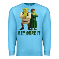 Ocean Blue Shrek Fiona & Shrek Get Ogre It Text Poster Premium Sweatshirt - InspiraDesign