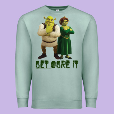 Shrek Fiona & Shrek Get Ogre It Text Poster Premium Sweatshirt Designed By Inspiradesign