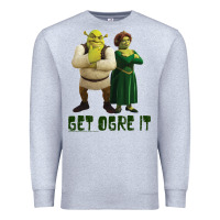 Heather Grey Shrek Fiona & Shrek Get Ogre It Text Poster Premium Sweatshirt - InspiraDesign
