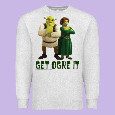 Shrek Fiona & Shrek Get Ogre It Text Poster Premium Sweatshirt Designed By Inspiradesign