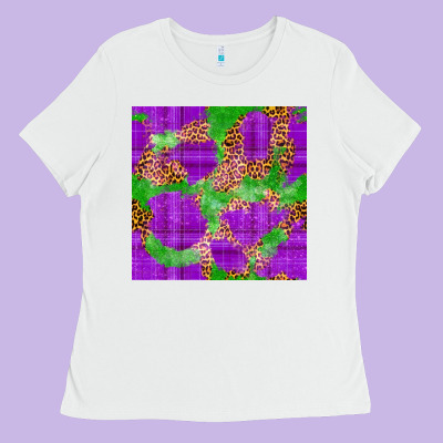 Mardi Gras Leopard Seamless Pattern Ladies Tee Designed By Fadigitalartstudio