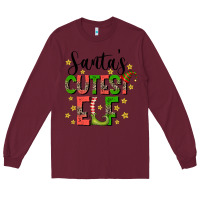 Burgundy santas cutest elf Long Sleeve Tee - CowhideDigitalArt