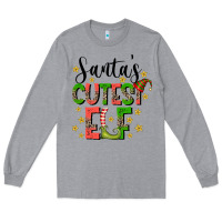 Heather Grey santas cutest elf Long Sleeve Tee - CowhideDigitalArt