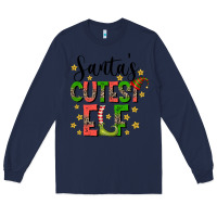 Navy santas cutest elf Long Sleeve Tee - CowhideDigitalArt