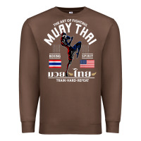 Chestnut thailand american flag muay thai boxing train hard repeat t shirt Premium Sweatshirt - InspiraDesign