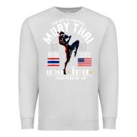 Dove Grey thailand american flag muay thai boxing train hard repeat t shirt Premium Sweatshirt - InspiraDesign
