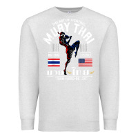 Oatmeal Heather thailand american flag muay thai boxing train hard repeat t shirt Premium Sweatshirt - InspiraDesign
