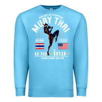 Ocean Blue thailand american flag muay thai boxing train hard repeat t shirt Premium Sweatshirt - InspiraDesign