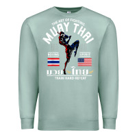 Seafoam thailand american flag muay thai boxing train hard repeat t shirt Premium Sweatshirt - InspiraDesign
