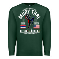 Sports Green thailand american flag muay thai boxing train hard repeat t shirt Premium Sweatshirt - InspiraDesign