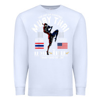 White thailand american flag muay thai boxing train hard repeat t shirt Premium Sweatshirt - InspiraDesign