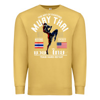 Antique Gold thailand american flag muay thai boxing train hard repeat t shirt Premium Sweatshirt - InspiraDesign