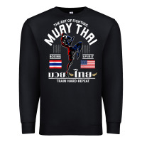 Thailand American Flag Muay Thai Boxing Train Hard Repeat T Shirt Premium Sweatshirt | Teevron