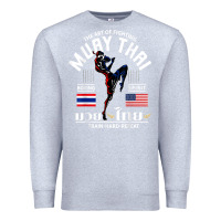 Heather Grey thailand american flag muay thai boxing train hard repeat t shirt Premium Sweatshirt - InspiraDesign
